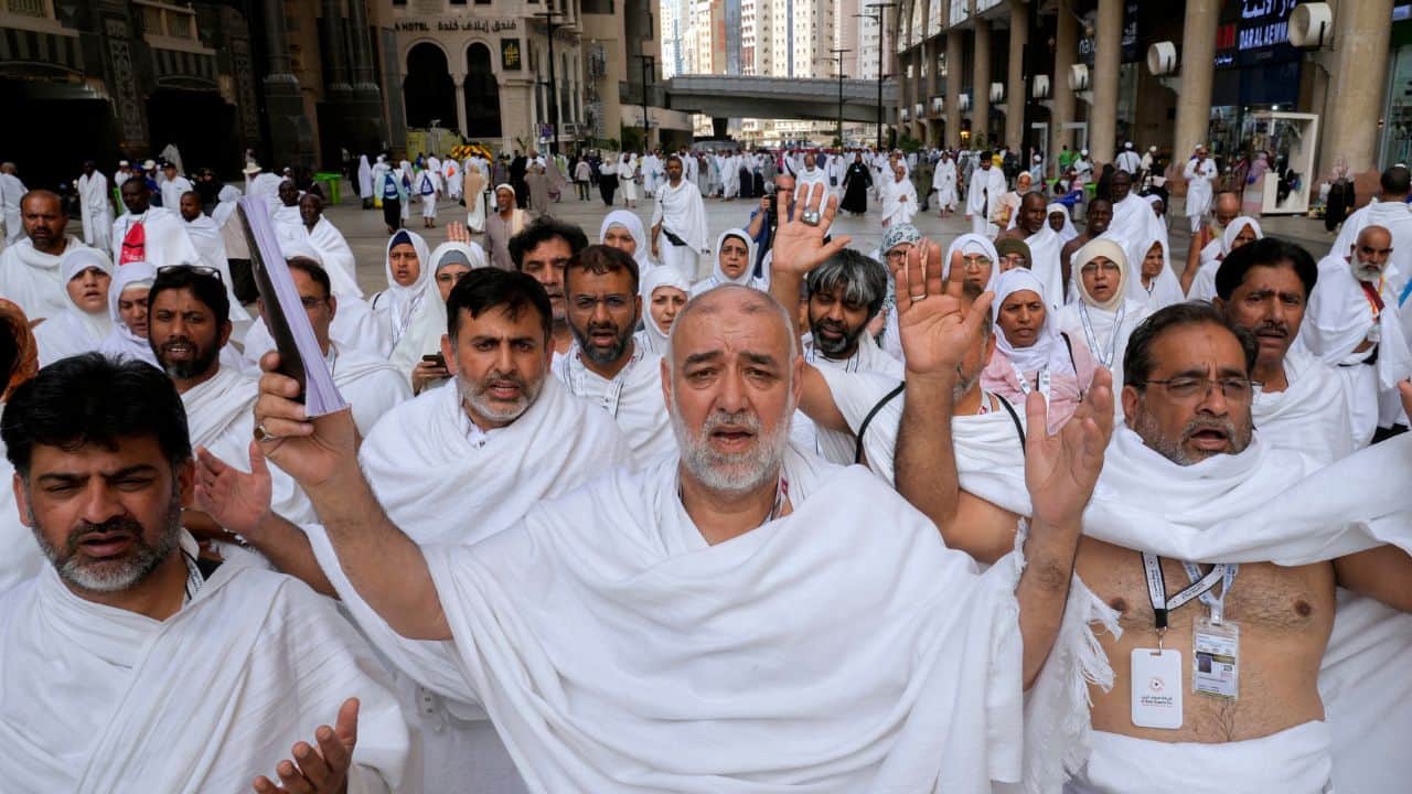 Muslims begin the Hajj by completing seven counter-clockwise circles around the Kaaba in Mecca while chanting prayers. Then they narrate a story that is told in many ways in Jewish, Christian, and Muslim traditions about Hagar's search for water for her son Ismail as they proceed between two hills. All of this occurs inside the Kaaba and the two hills of Mecca's Grand Mosque, the biggest mosque in the entire world. (Source: AP)