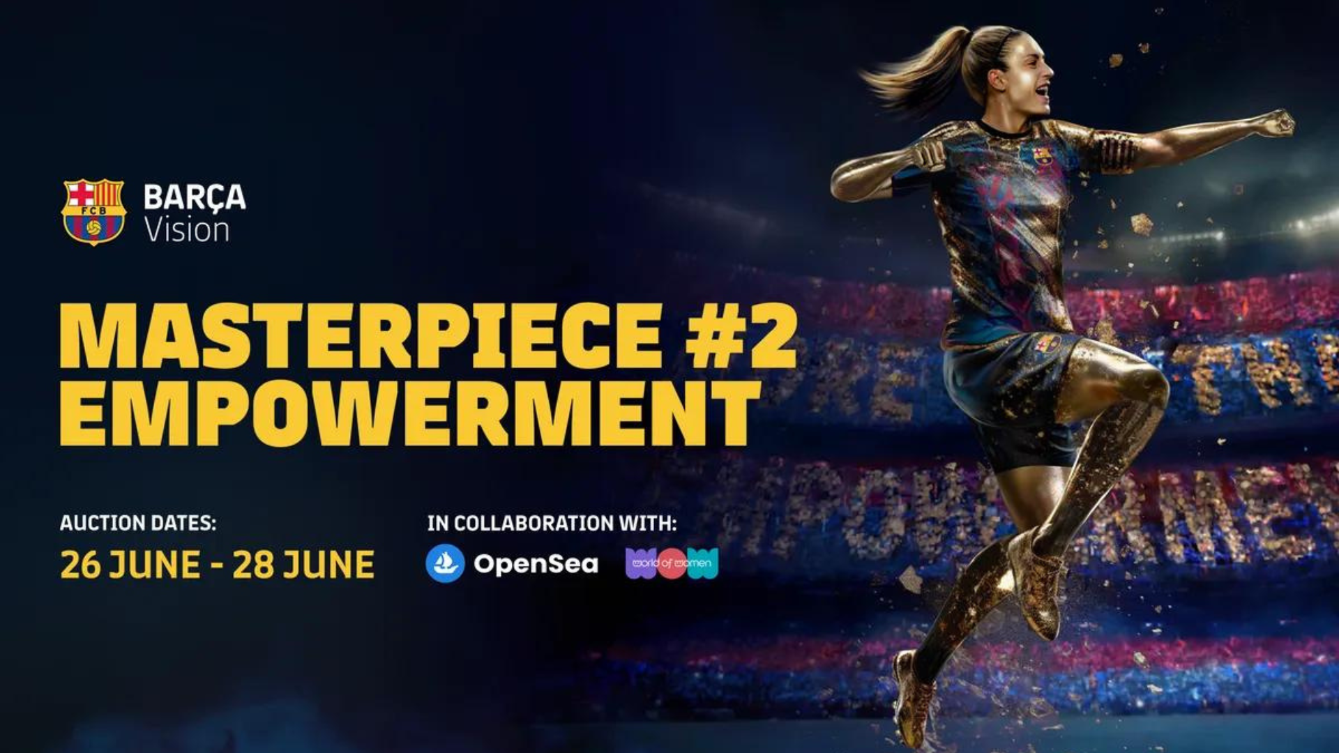 poster voor Alexia Putellas NFT-drop "Masterpiece" van FC Barcelona
