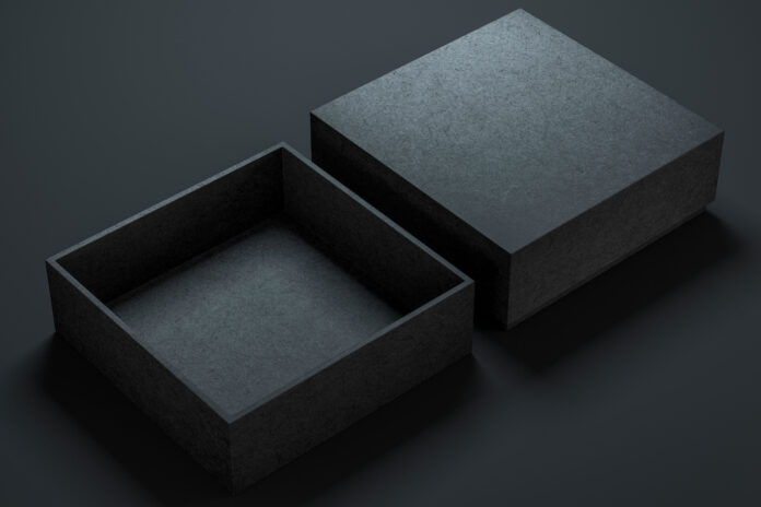 Twee Black Boxes Mockup, geopend en gesloten, 3D-rendering