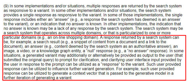 Google's patent explains that the system can return answers in addition to just query variants.