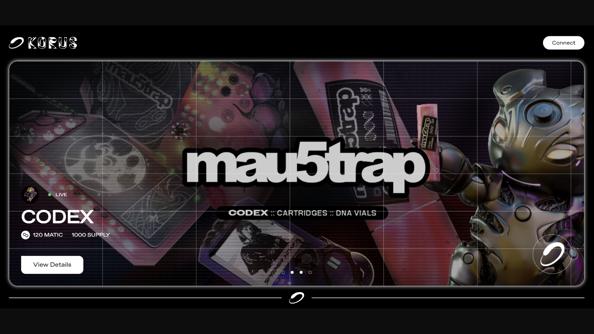 Korus web sitesinde Pixelynx mau5trap'in bir ekran görüntüsü
