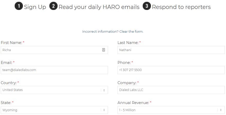 Quá trình đăng ký HARO