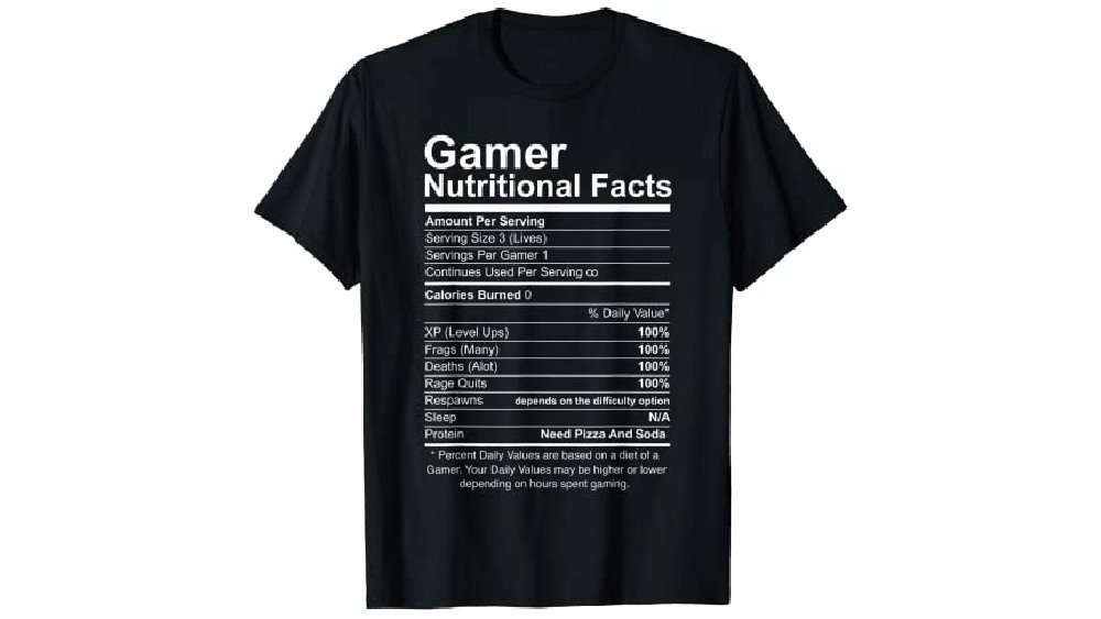 قميص الألعاب ذو الحقائق الغذائية من Gamer