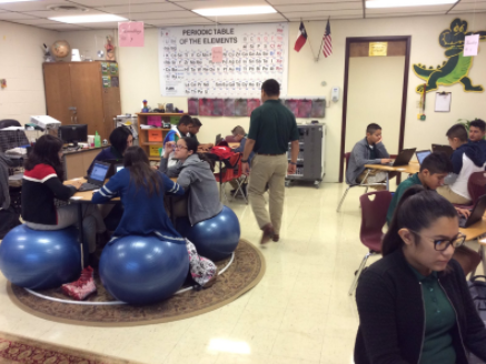 Using exercise balls as seats in the classroom