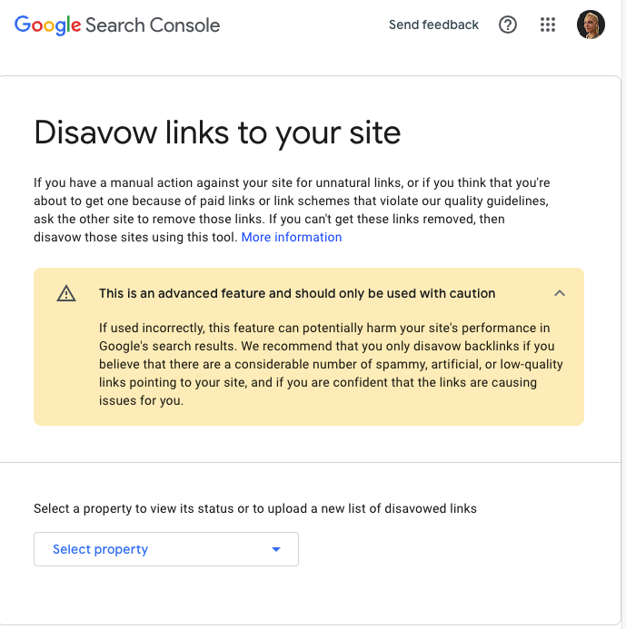 Disavowing links in Google Search Console