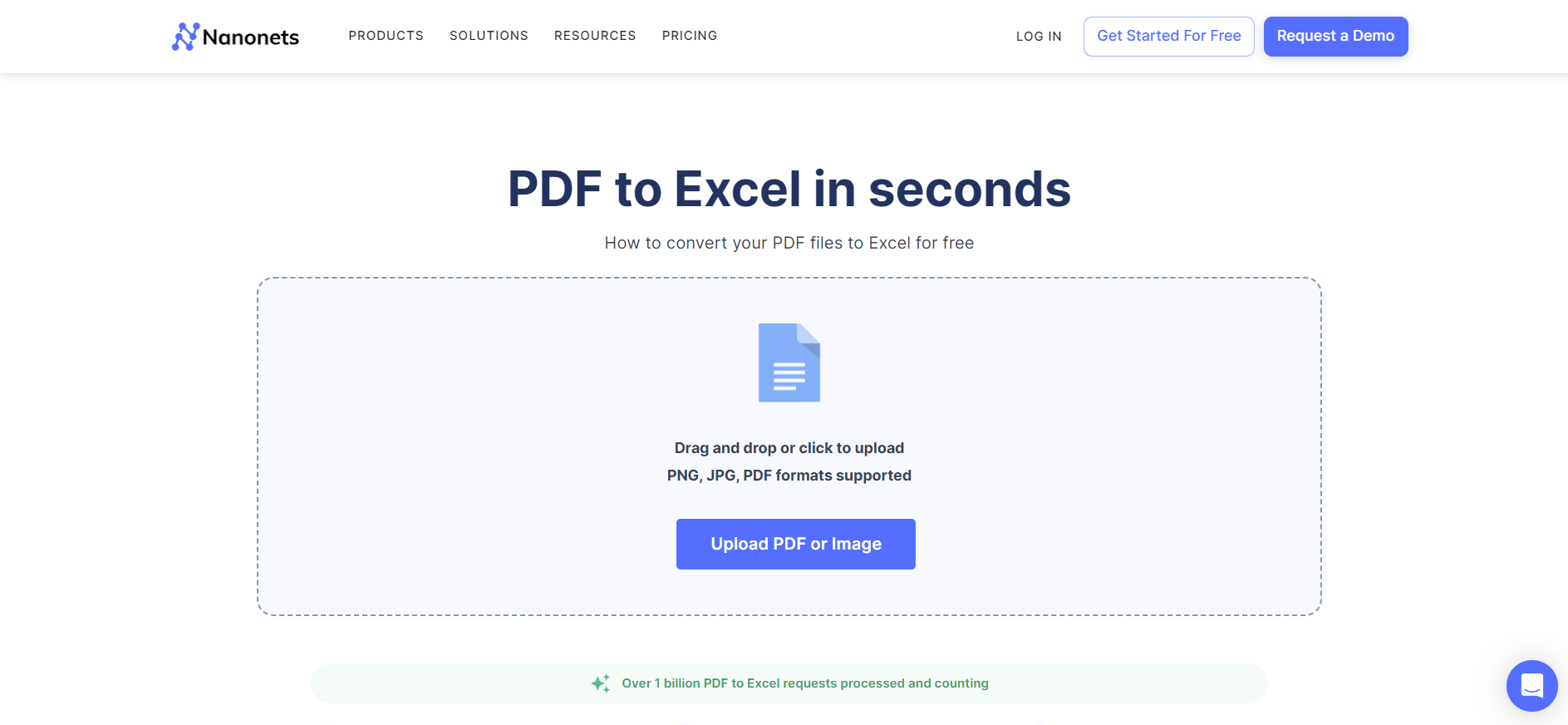 Use Nanonets' Free PDF to Excel tool to copy tables from PDFs to spreadsheets in seconds