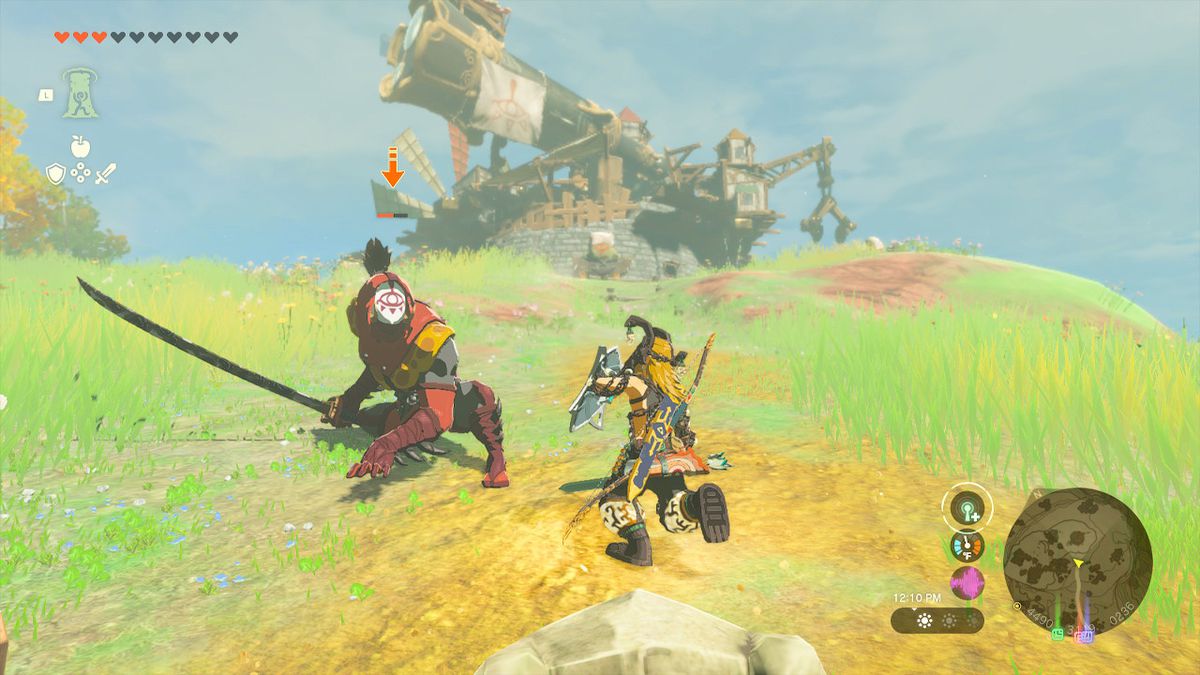 Link faces a Yiga Blademaster in Zelda: Tears of the Kingdom