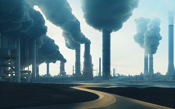 Imagen de humo de fábrica de CO2 de fábricas locales