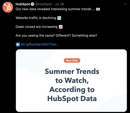hubspot utilisant twitter pour le marketing de contenu, exemples de marketing de contenu