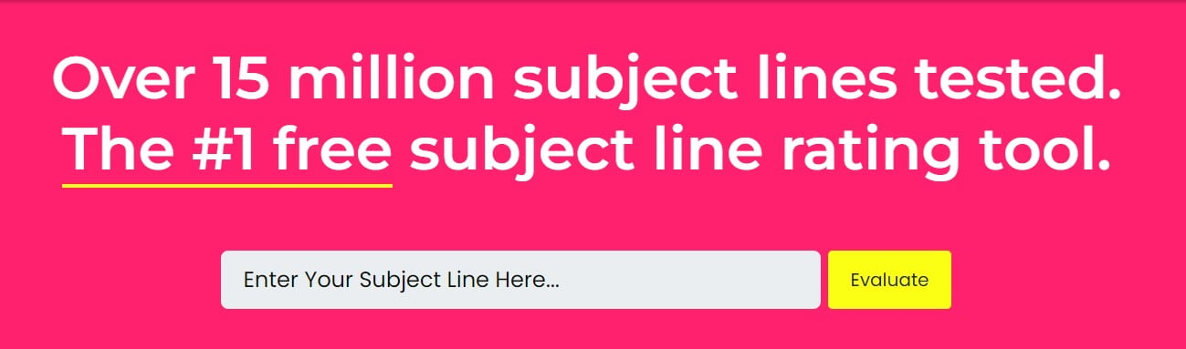 Un ejemplo del probador de línea de asunto gratuito de SubjectLine.com