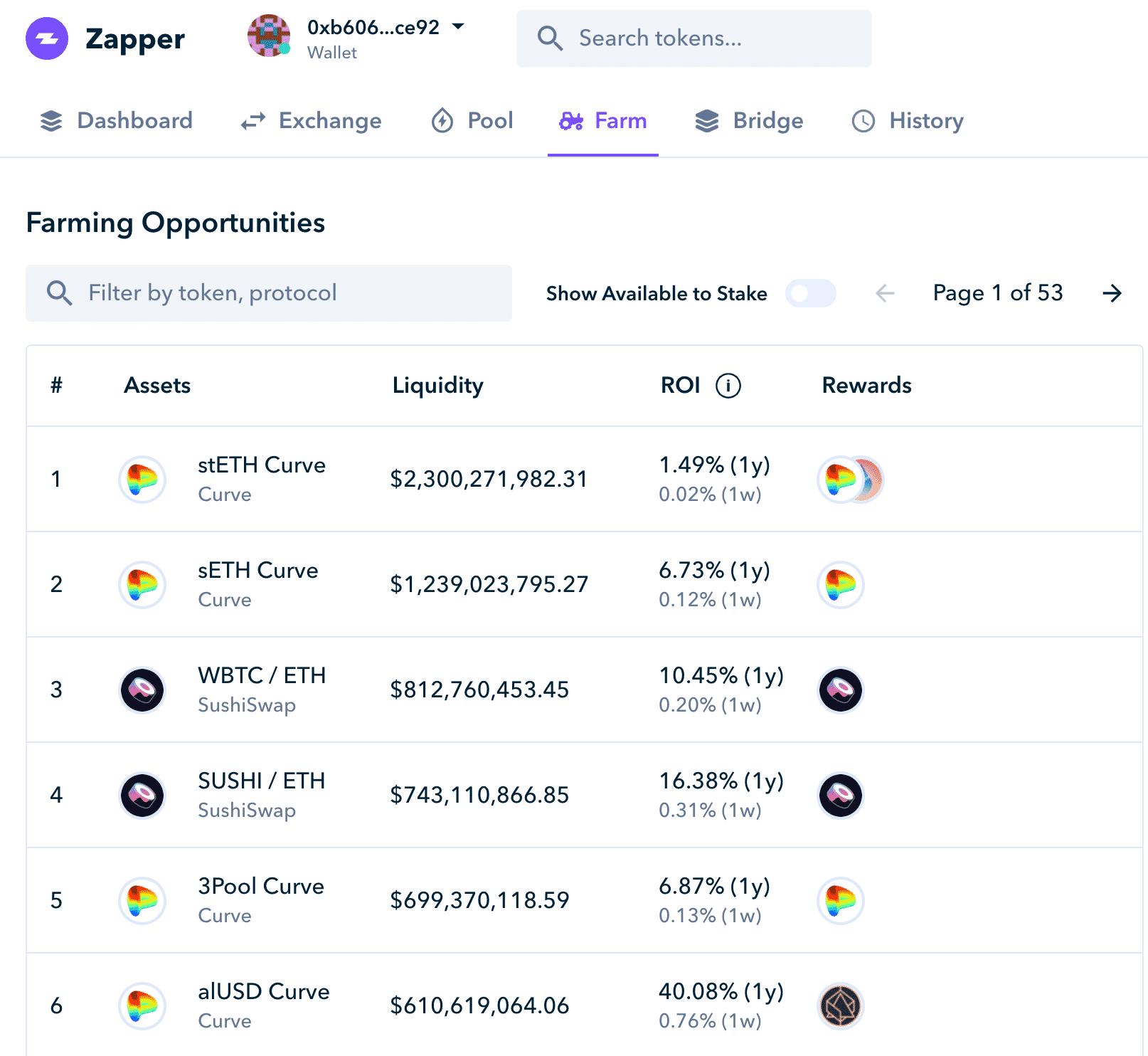 Interfaccia utente di Zapper