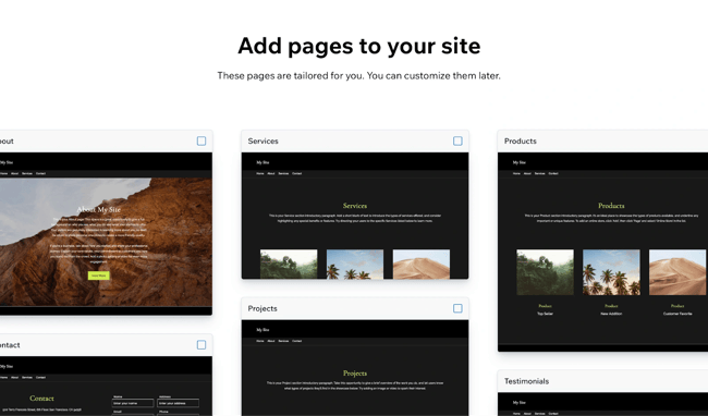 en iyi ücretsiz web sitesi oluşturucu: wix'e yeni bir sayfa ekleyin