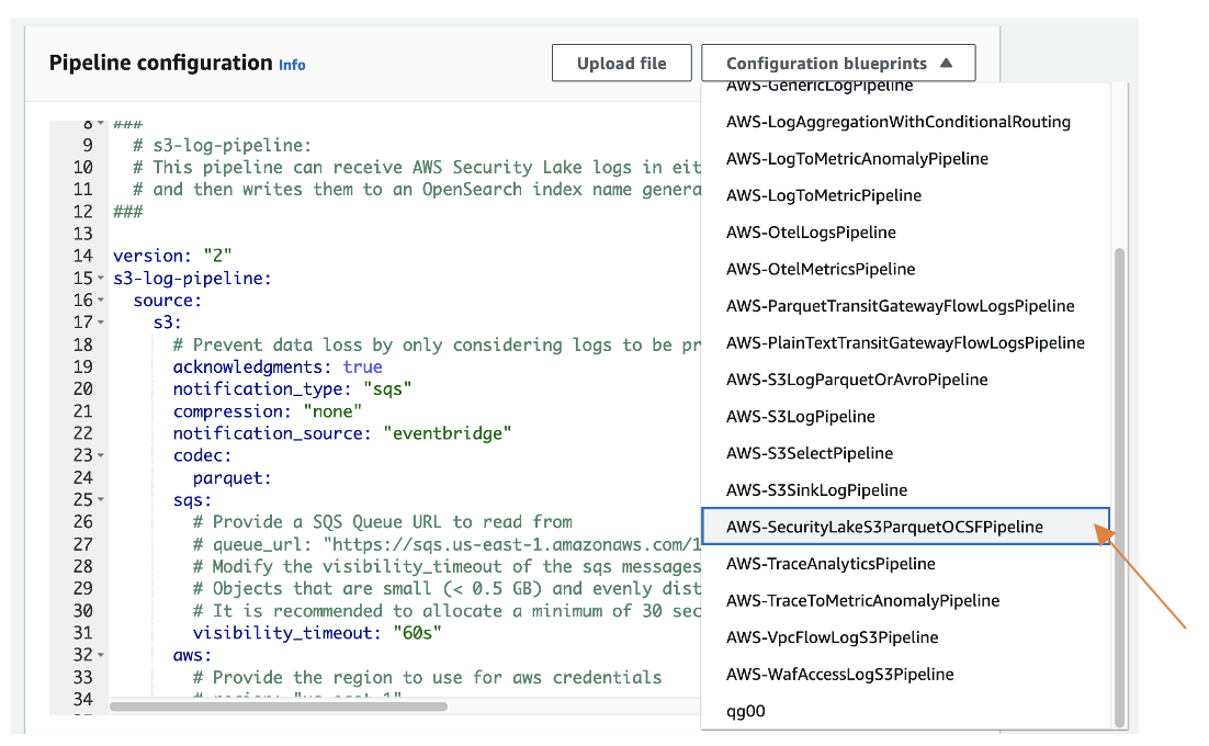 Amazon Security Lake-blauwdruk in OpenSearch-opname