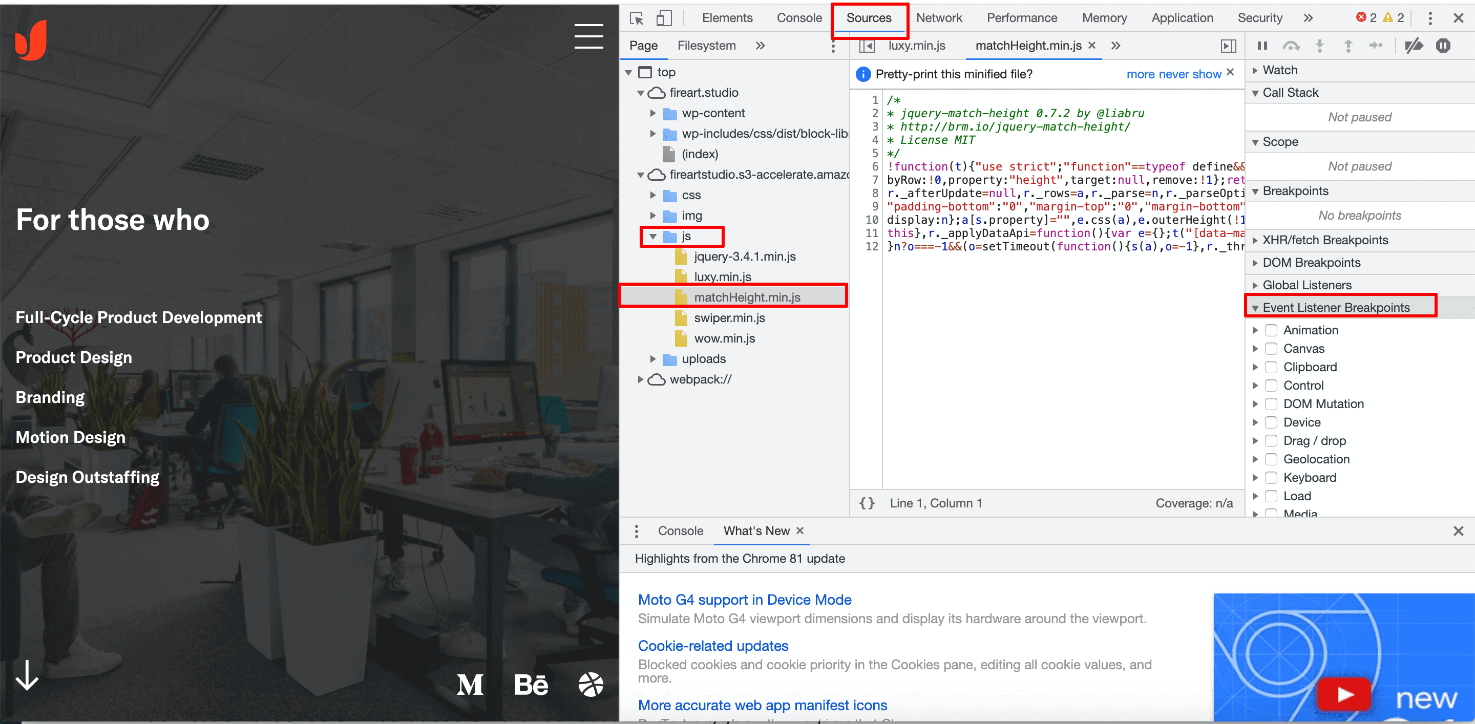 JavaScript debuggen in Chrome DevTools