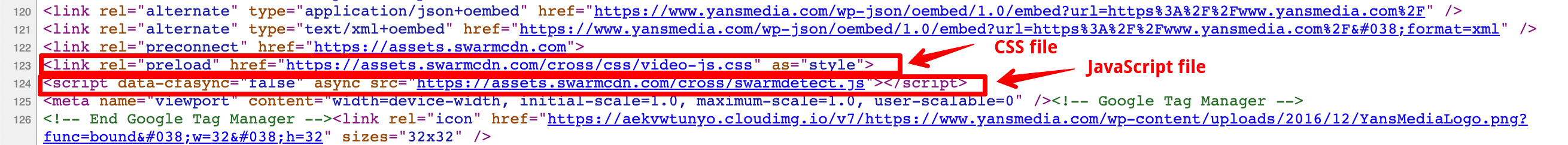Archivos CSS y JS en la sección de encabezado