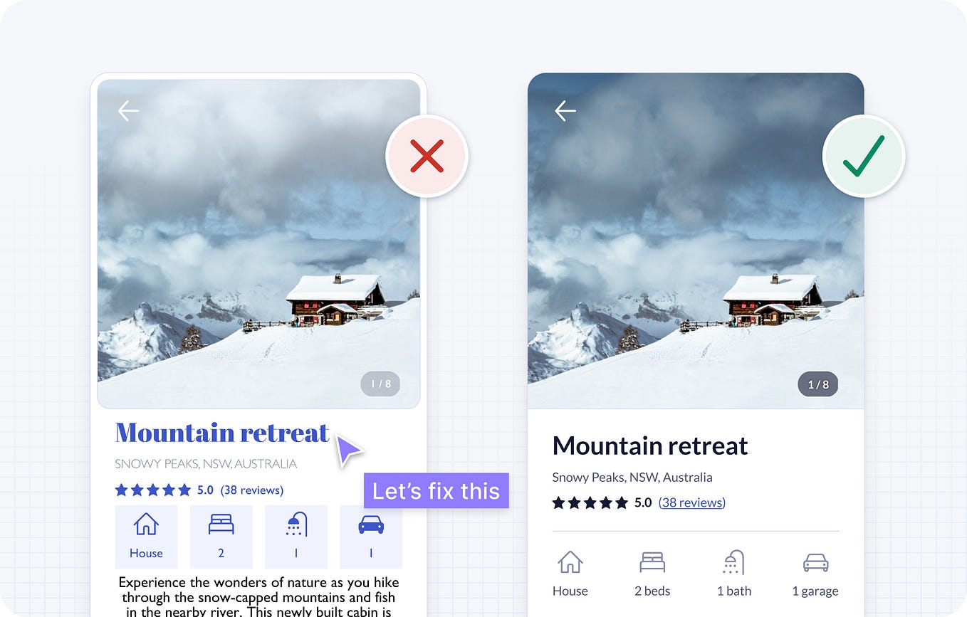 Ejemplo de diseño de interfaz de usuario antes y después