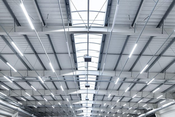 Lighting Upgrades Lights on Ceiling of Warehouse