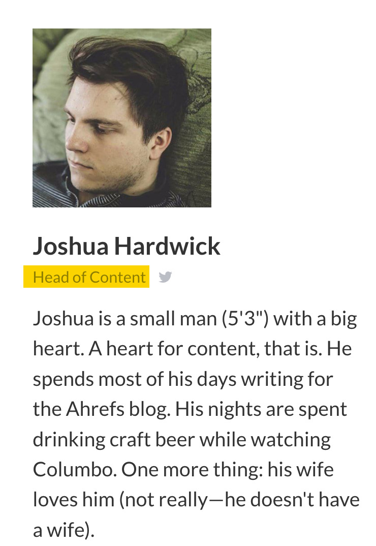 Biografía de Joshua Hardwick en nuestra página de "equipo"