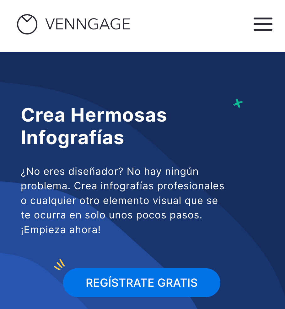 La página de inicio de Venngage en español