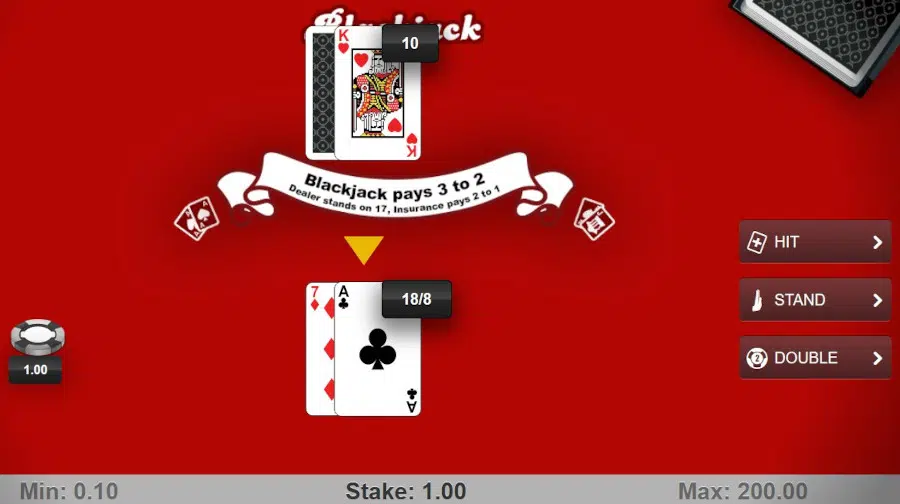 Blackjack nhấn nút chia bài