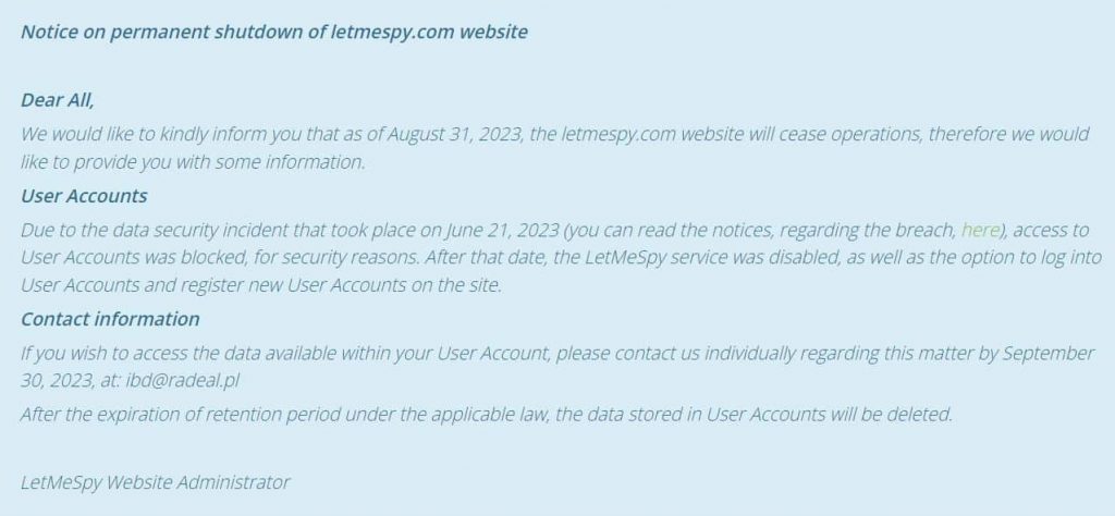 LetMeSpy Android Spyware-service wordt afgesloten na datalek