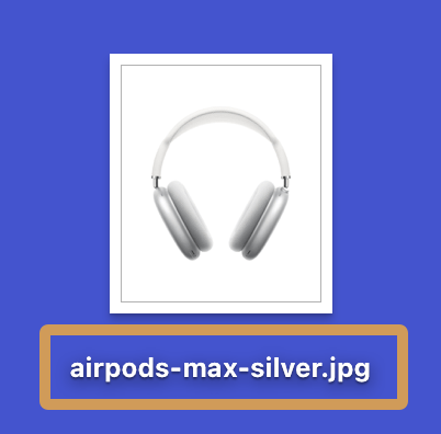 Nombre de archivo de imagen de un par de AirPods