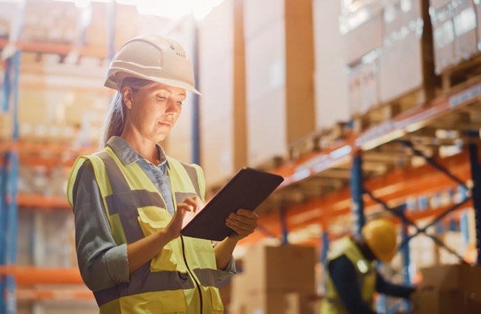 Employee keeping track of KPIs to increase warehouse efficiency