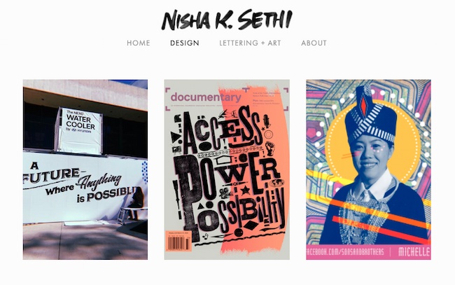 Ejemplo de portafolio de diseño gráfico: Nisha K. Sethi