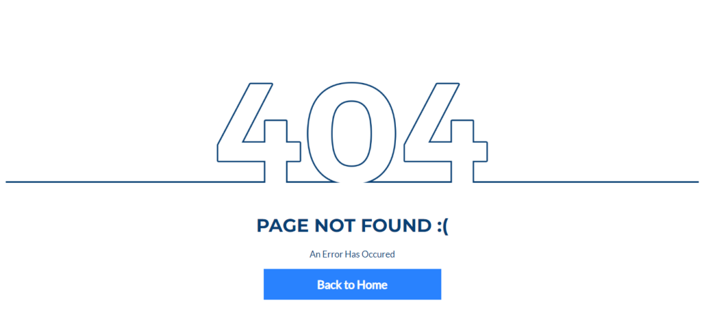 Esempio di errore 404 Pagina non trovata