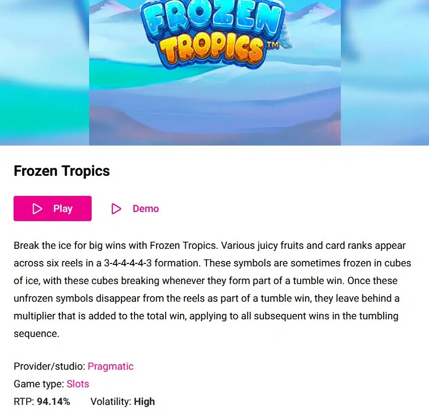 Frozen Tropics at Christchurch casino
