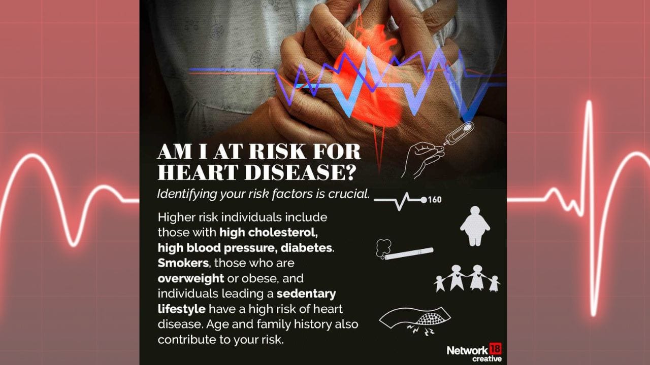 المدخنون، وأولئك الذين يعانون من زيادة الوزن أو السمنة، والأفراد الذين يعيشون نمط حياة غير مستقر لديهم مخاطر عالية للإصابة بأمراض القلب. يساهم العمر والتاريخ العائلي أيضًا في المخاطرة. (الصورة: news18 كريتيف)