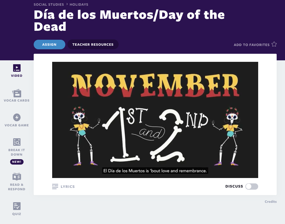 Flocabulary Dia de los Muertos / Ölülerin Günü ders kapağı