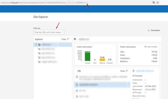 Finding quality problems in the Site Explorer feature in Bing Webmaster Tools