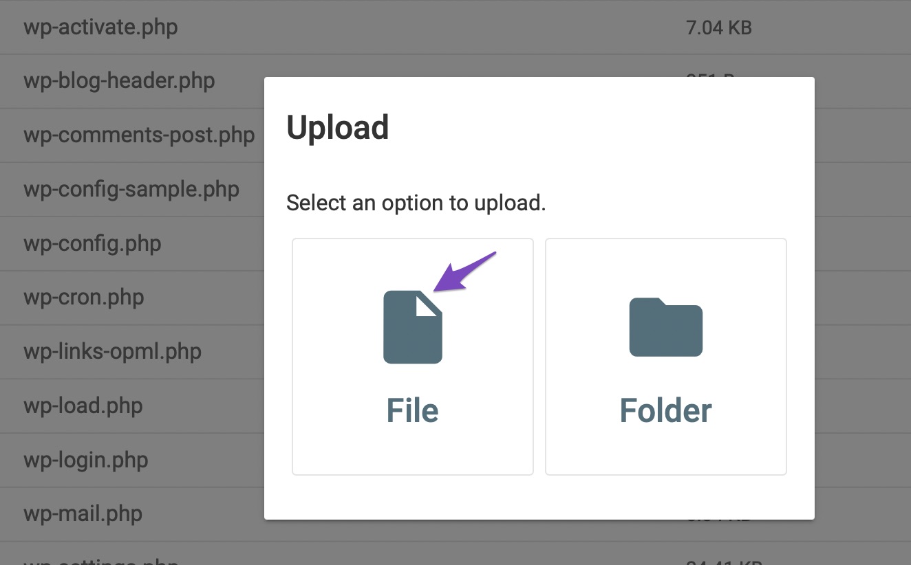 Select the file to upload