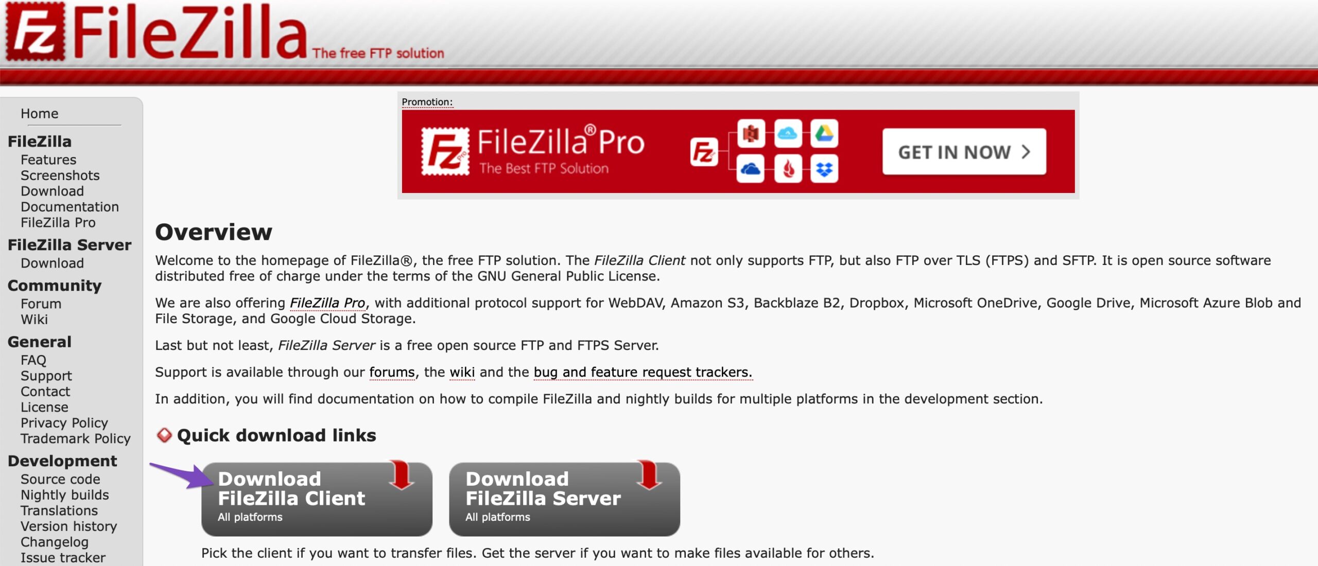 Download FileZilla