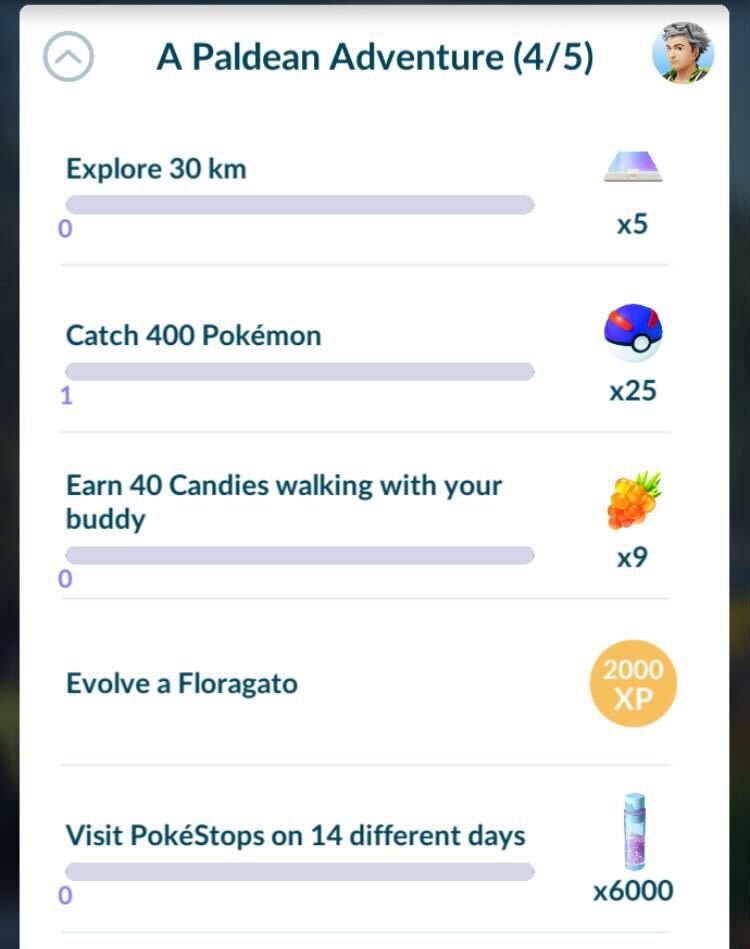 A Paldean Adventure step 4 of 5 steps listed in Pokémon Go