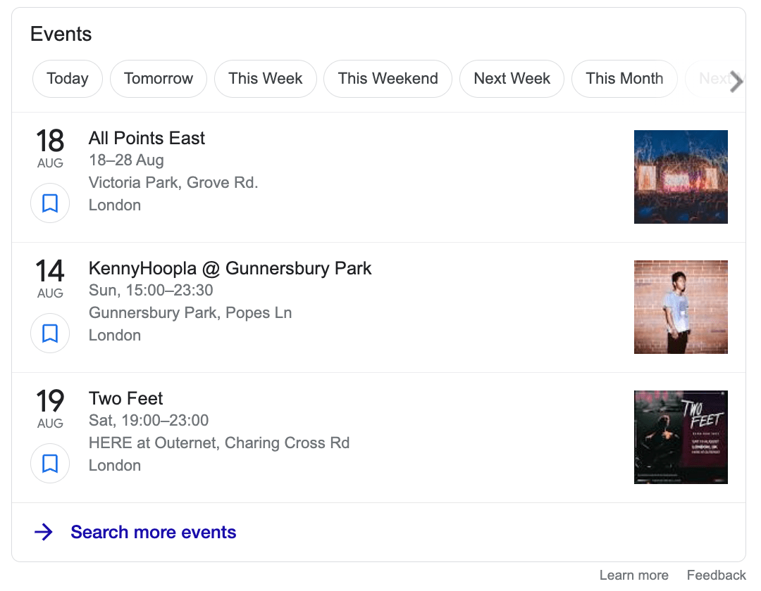 Пример схемы событий, через google.com