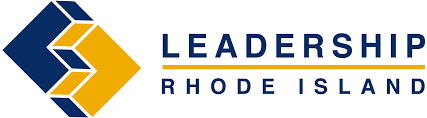 Logo Leadership Rhode Island, avec des blocs bleus et jaunes en forme de L
