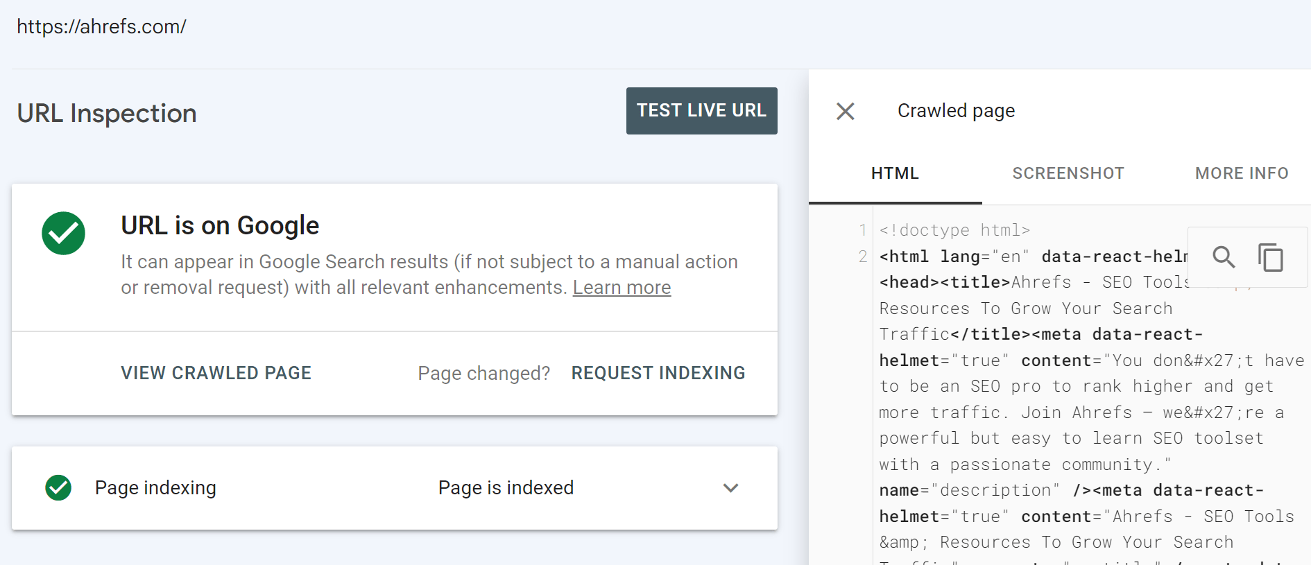 Uso de la herramienta de inspección de URL para ver qué ve Google después de procesar JavaScript