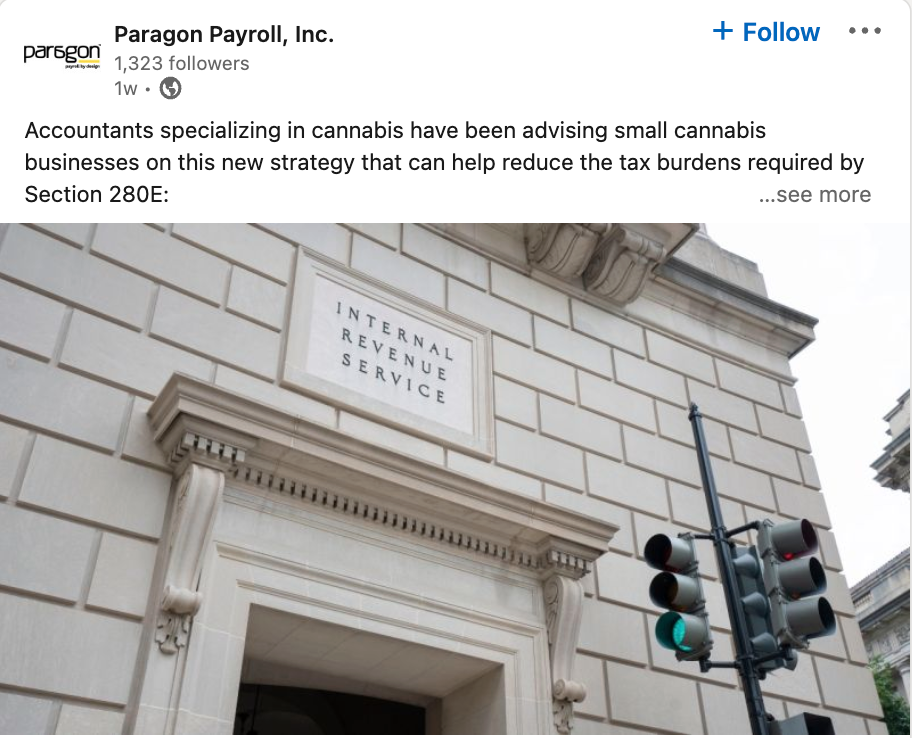 Paragon Payroll, Inc. LinkedIn Post Example