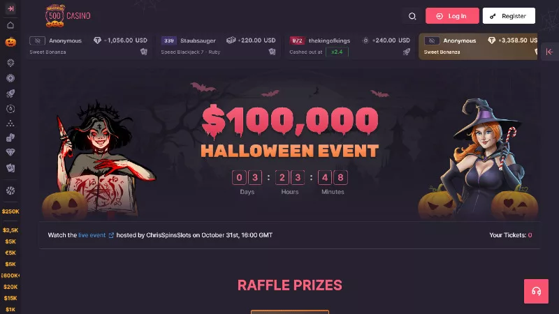 Promoción de Halloween de 500 Casino