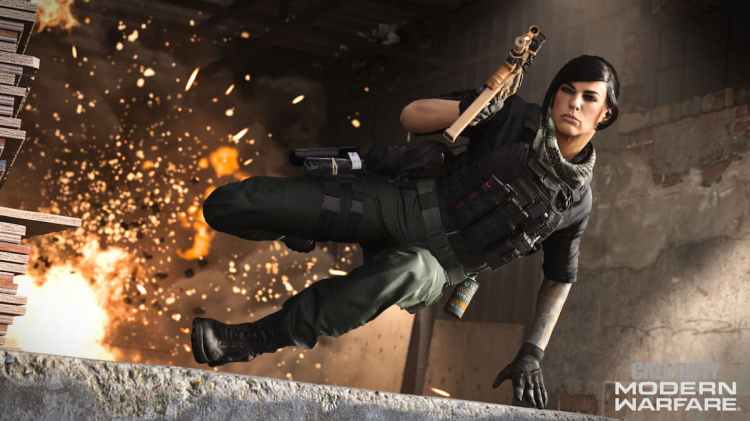 Call of Duty-Skin-Operatorin Mara springt über ein Hindernis