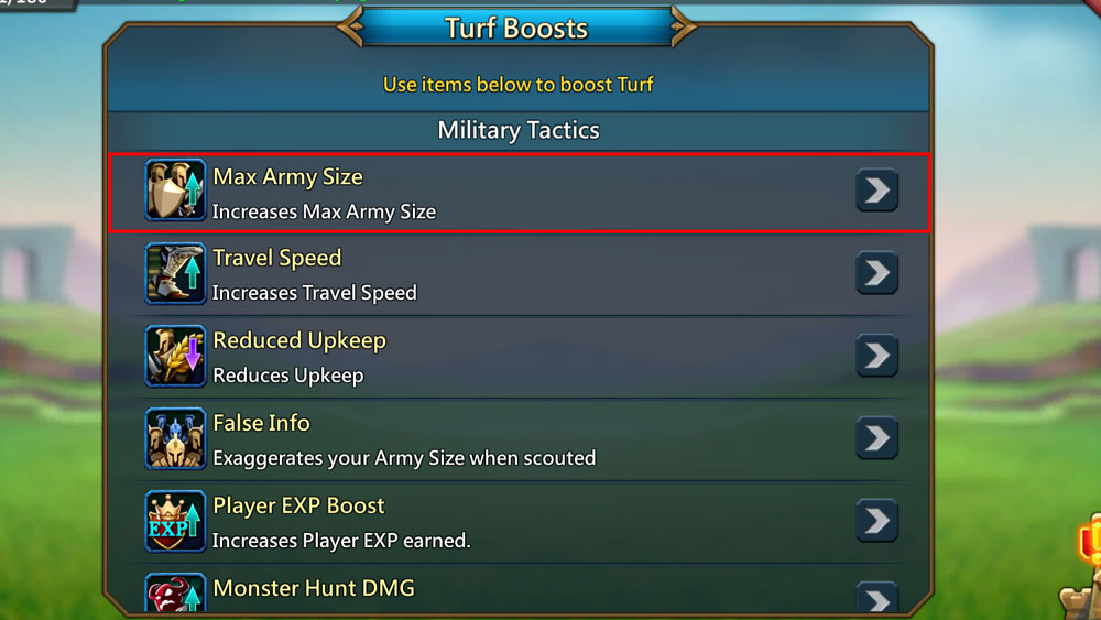 Max Army Boost