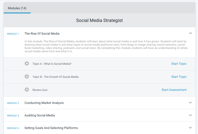 beste online marketinglessen en -cursussen: strategie voor sociale media op alison