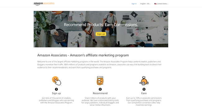 en iyi ortaklık programları: Amazon Associates