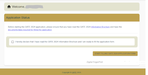 Llenar el formulario de solicitud GATE 2024