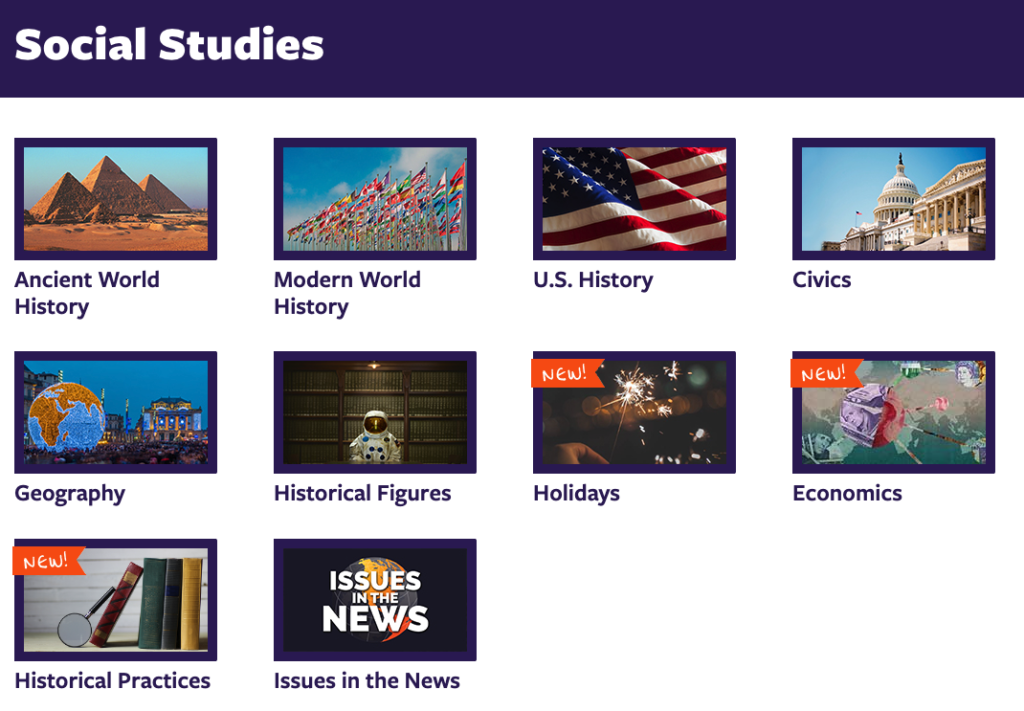Social studies and history video-based lessons on Flocabulary
