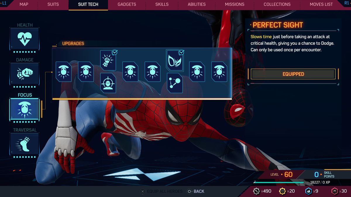 Miles and Peter get sneaky in the Suit Tech - Focus upgrade tree