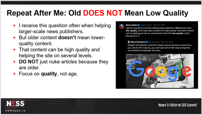 Older content does not mean lower-quality content.