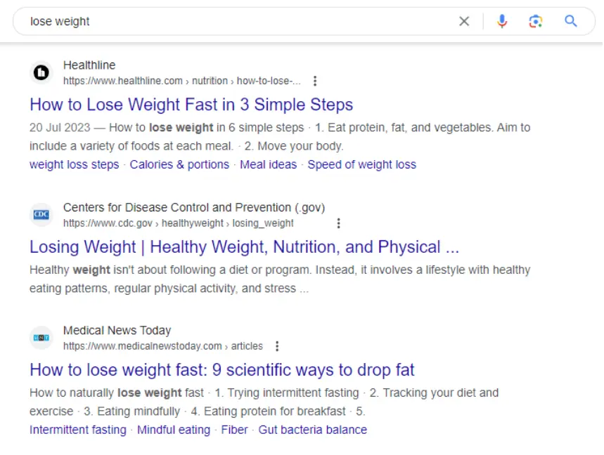 Google “perdere peso”